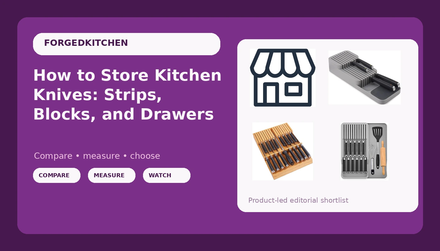 How to Store Kitchen Knives: Strips, Blocks, and Drawers - Forged Kitchen review with measurements and honest opinion