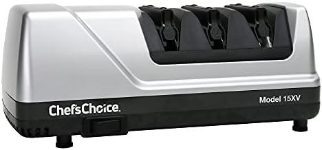 Chef’sChoice 15XV EdgeSelect Professional Electric Knife Sharpener with 100-Percent Diamond Abrasives and Precision Angle Guides for Straight Edge and Serrated Knives, 3-Stage, Gray