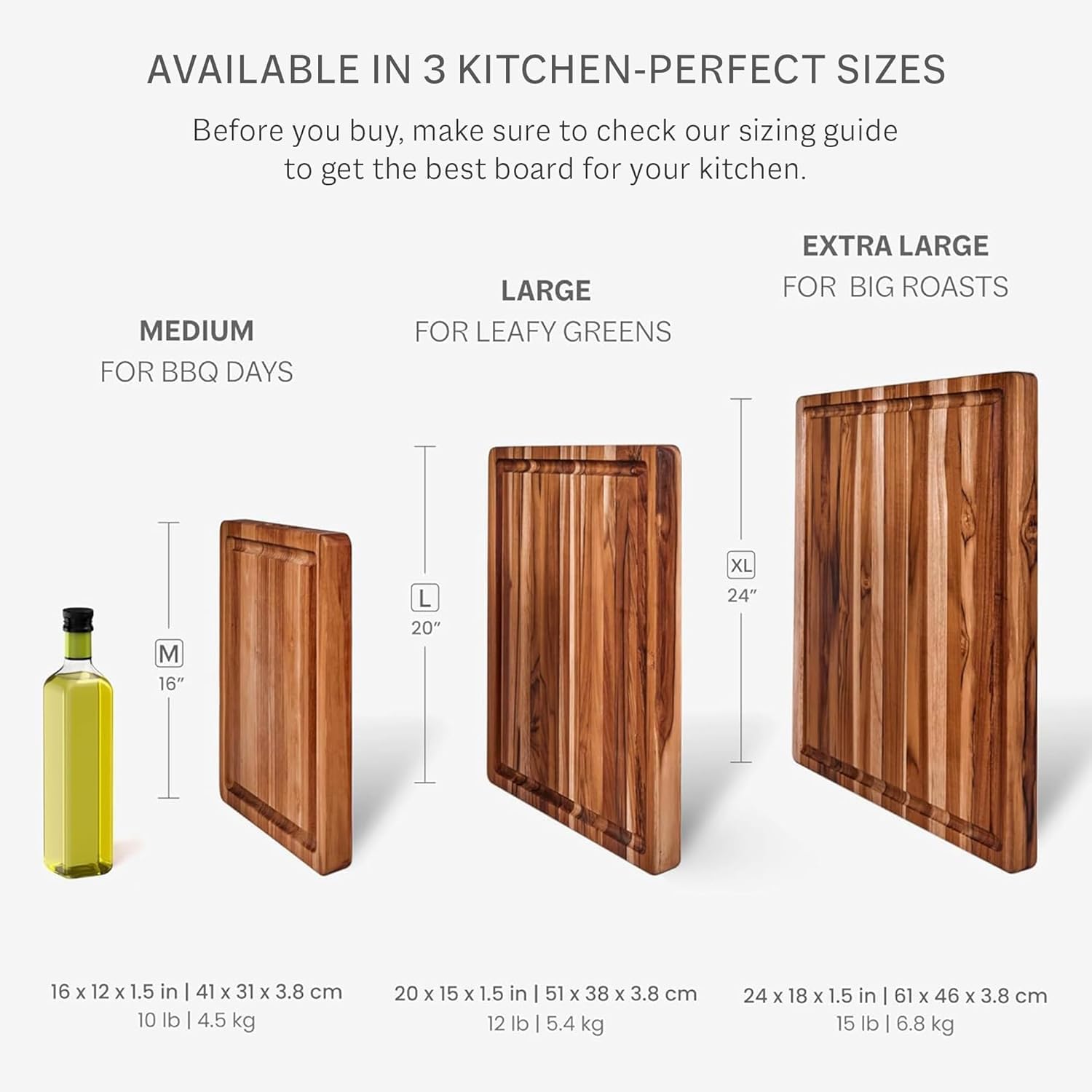 Teakhaus Carving Board with Juice Groove - Small (S) Teak Wood Cutting Board 16”L x 12”W x 1.5” Thick - Sustainably Harvested & FSC Certified - Knife Friendly with Beeswax Oil Finish