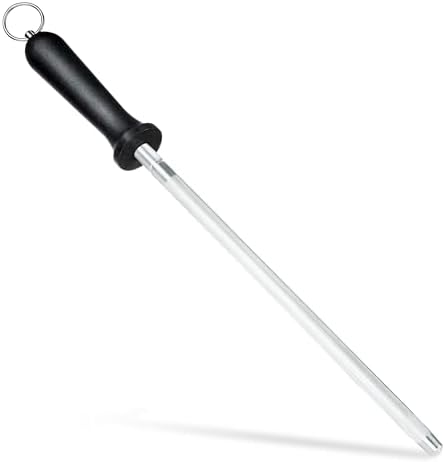 Knife Sharpener Rod, 13 Inch Carbon Steel Honing Rod for Kitchen Knives
