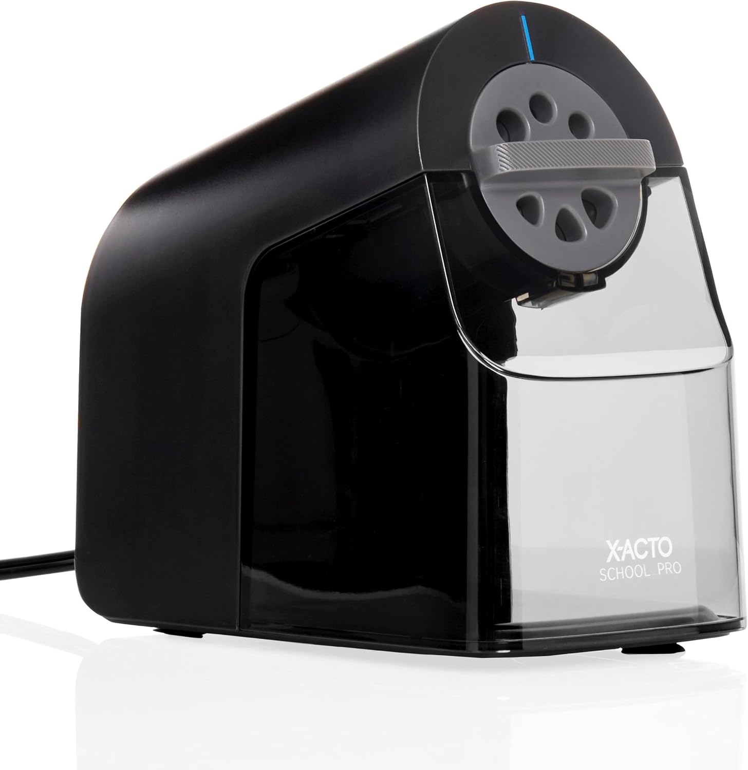 X-ACTO Pencil Sharpener, School Pro Electric Sharpener, Black, With Six Size Dial, XL Shavings Bin - Heavy Duty, Classroom Supplies
