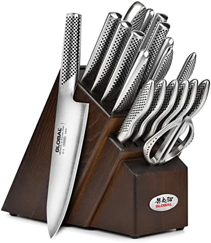 Global 11 Piece Knife Set with Acacia Block