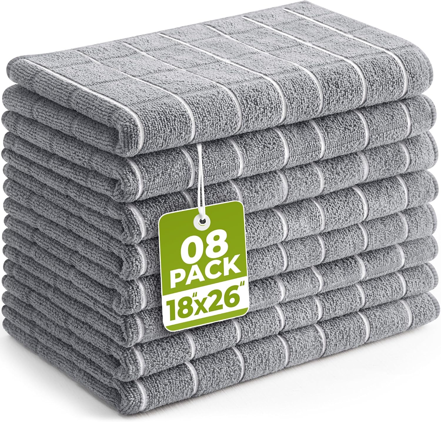 Utopia Towels Microfiber Kitchen Towels 8 Pack 18x26 Inch Grey