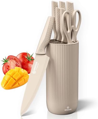 Brewin Kitchen Knife Set with Universal Knife Block, Utility Knife Block Set for Home and Apartment