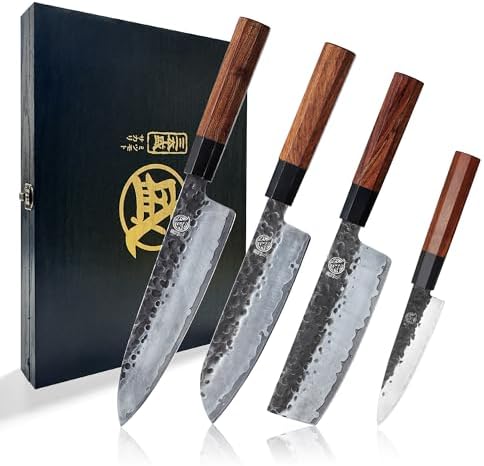 MITSUMOTO SAKARI 4-Piece Japanese Chef Knife Set, San-Mai 9Cr18MoV