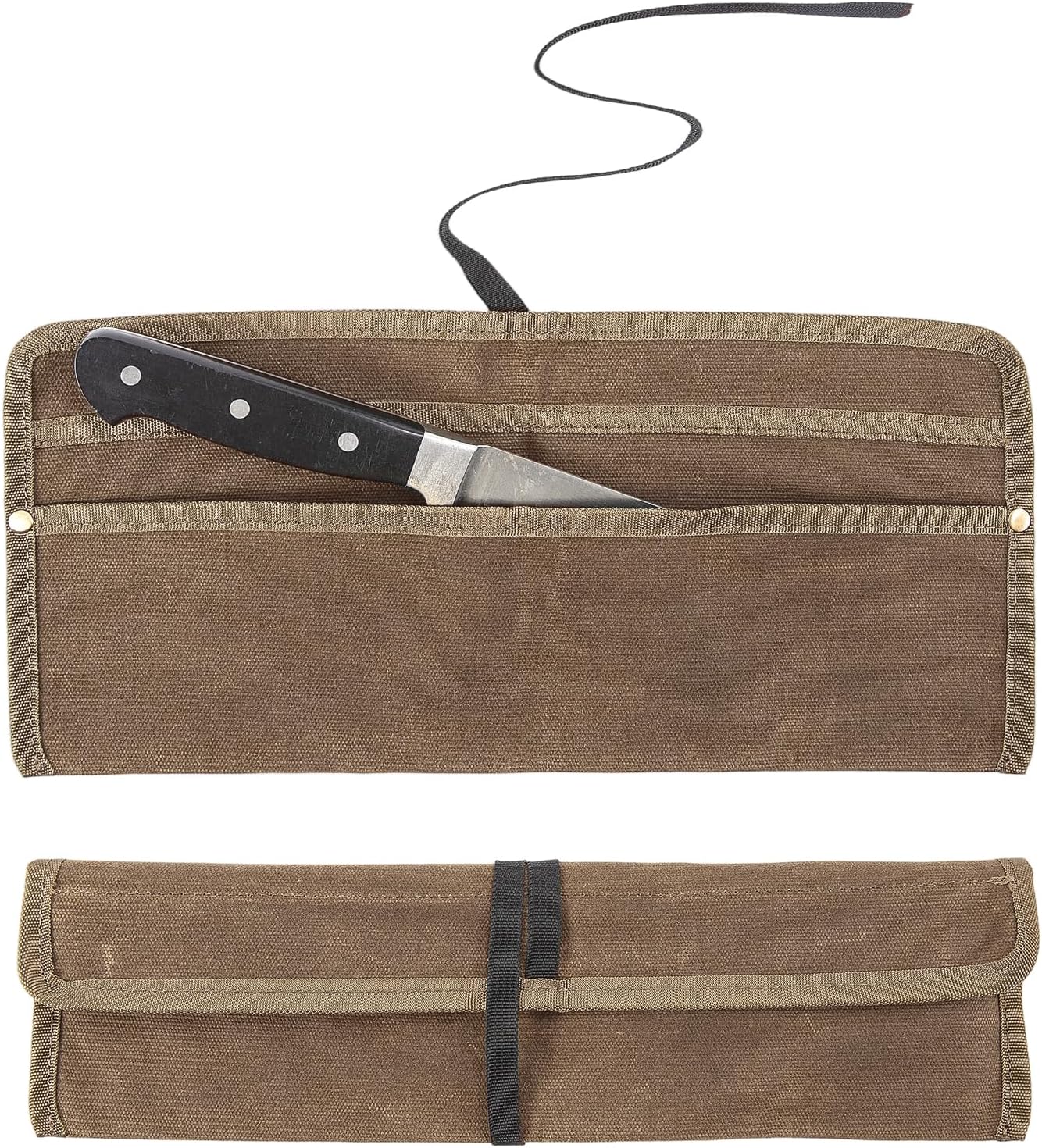 Qchengsan Chef Knife Sheath,Waxed Canvas Single Chef Knife Case Bag Roll for Traval,Sheaths for Chef's Kitchen knives,Tool Organizer Pouch Culinary Accessories Cooking Tools Roll,Gifts for Men